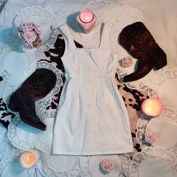 Urban Outfitters White Denim Dress - Picture 2 of 3